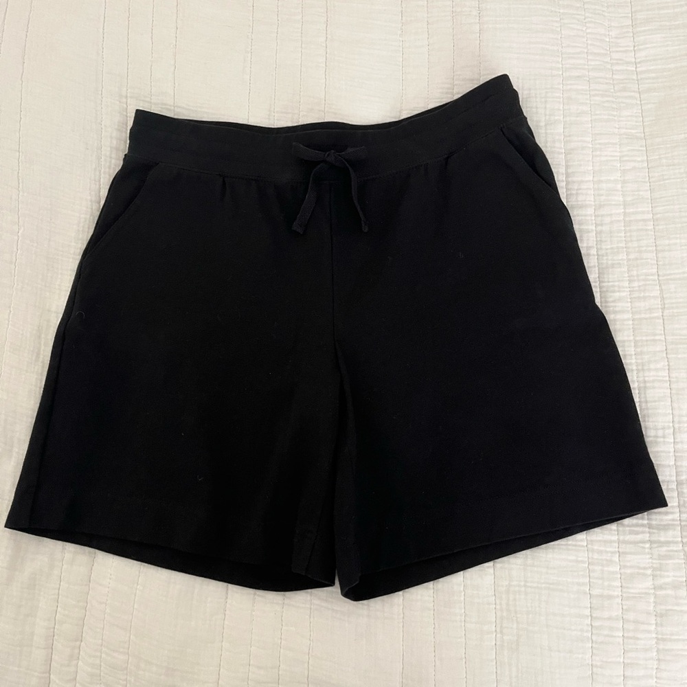 Karen Scott Black Athletic Casual Lounge Cotton Knit Pull On Shorts Petite Small